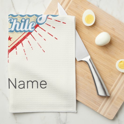 Santiago de Chile Stadthotel Retro Skyline Geschirrtuch (Viertel Falte)