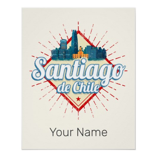 Santiago de Chile Stadthotel Retro Skyline Poster (Vorderseite)