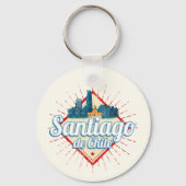 Santiago de Chile Stadthotel Retro Skyline Schlüsselanhänger (Vorderseite)