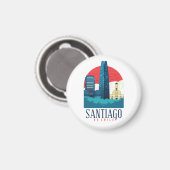 Santiago de Chile Vintag Skyline Magnet (Vorderseite/Rückseite)
