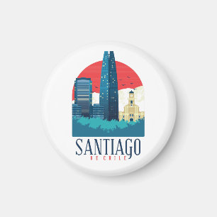 Santiago de Chile Vintag Skyline Magnet