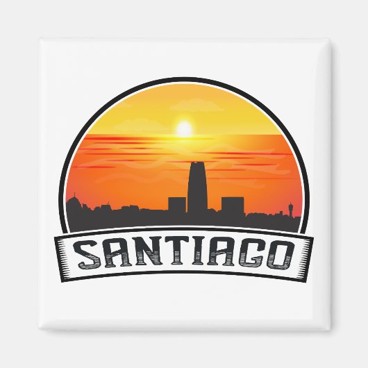 Santiago de Chile Vintag Skyline Sunset Magnet (Vorne)