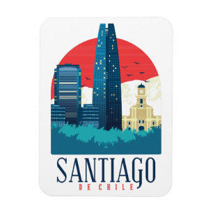Santiago de Chile Vintage Skyline Foto Magnet