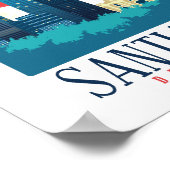 Santiago de Chile Vintage Skyline Poster (Ecke)