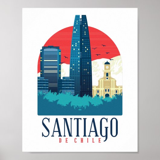 Santiago de Chile Vintage Skyline Poster (Vorne)