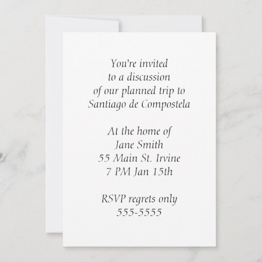 Santiago de Compostela Einladung (Rückseite)