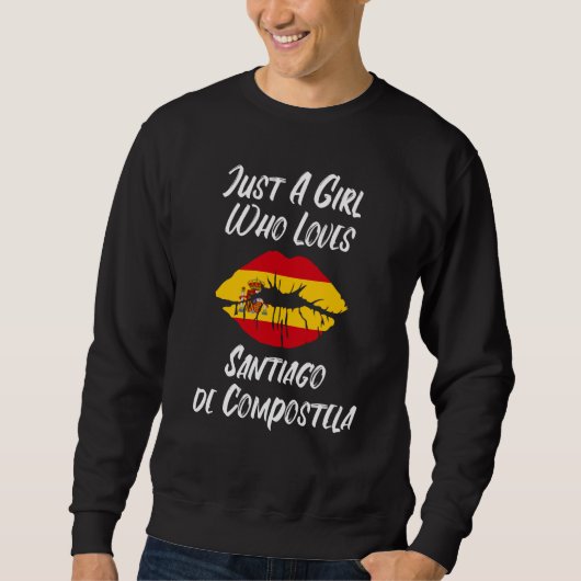 Santiago de Compostela Lips and Mouth Love Spanish Sweatshirt (Vorderseite)