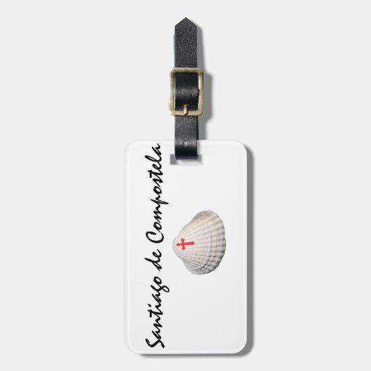 Santiago de Compostela Muschel und Rotkreuzsymbol Gepäckanhänger (Vorderseite vertikal)