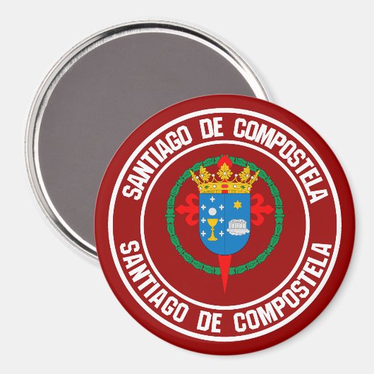 Santiago de Compostela Runde Emblem Magnet (Vorderseite/Rückseite)