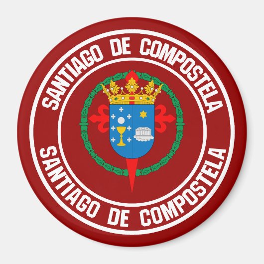 Santiago de Compostela Runde Emblem Magnet (Vorne)