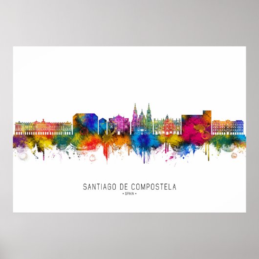 Santiago de Compostela Spanien Skyline Poster (Vorne)
