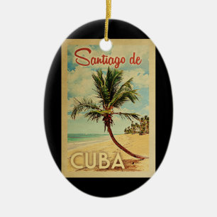 Santiago de Cuba Palme Vintage Reise Keramik Ornament