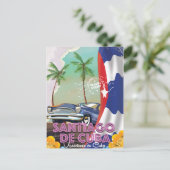 Santiago de Cuba Vintage Reiseplakat Postkarte (Stehend Vorderseite)