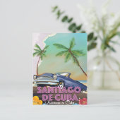 Santiago de Cuba Vintage Reiseplakat Postkarte (Stehend Vorderseite)