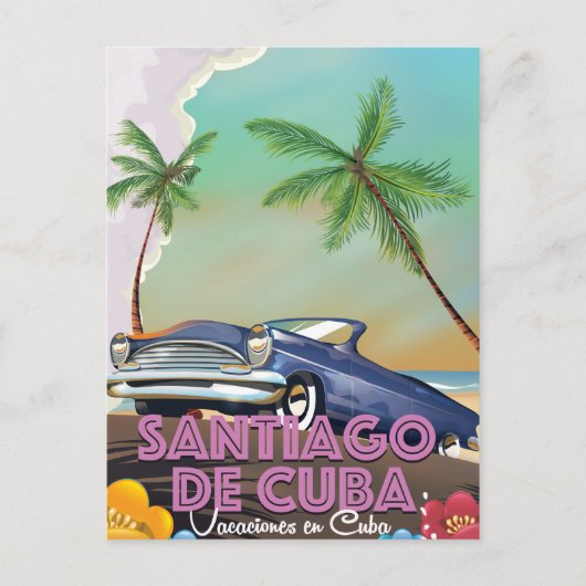 Santiago de Cuba Vintage Reiseplakat Postkarte (Vorderseite)