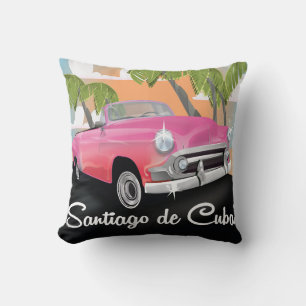Santiago de Cuba Vintage-Urlaub-Reiseplakat. Kissen