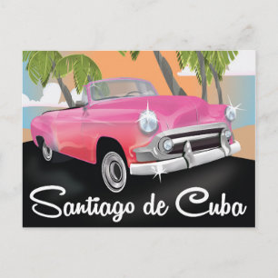 Santiago de Cuba Vintages Reiseplakat. Postkarte