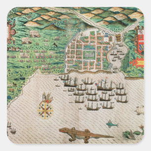 Santiago, Kap-Verde, 1589 2 Quadratischer Aufkleber