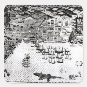 Santiago, Kap-Verde, 1589 Quadratischer Aufkleber