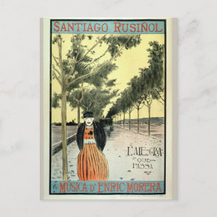 Santiago Rusinol Musica D Enrique Morera Vintag Postkarte