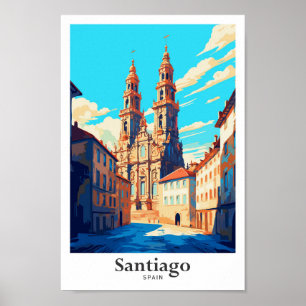 Santiago Spain Art Vintage Poster