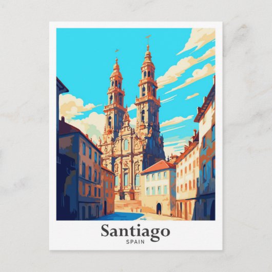 Santiago Spain Art Vintage Postkarte (Vorderseite)