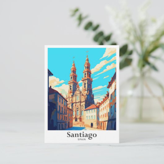 Santiago Spain Art Vintage Postkarte (Stehend Vorderseite)