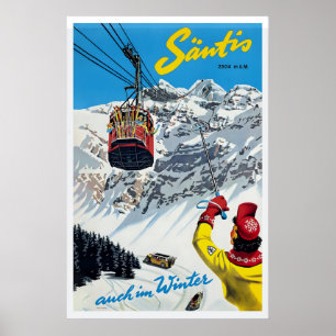 Säntis Schweiz Vintage-Skiplakat - gerahmt Poster