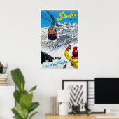 Säntis Schweiz Vintage-Skiplakat - gerahmt Poster (Heimbüro)