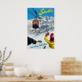 Säntis Schweiz Vintage-Skiplakat - gerahmt Poster (Küche)