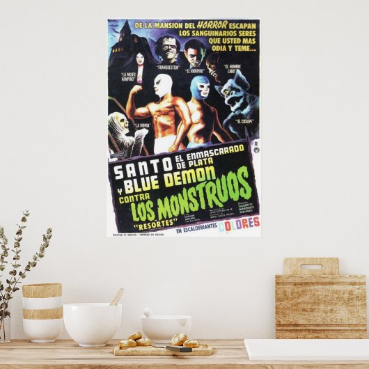 Santo Blue Demon Contra Los Monstruos Poster (Küche)