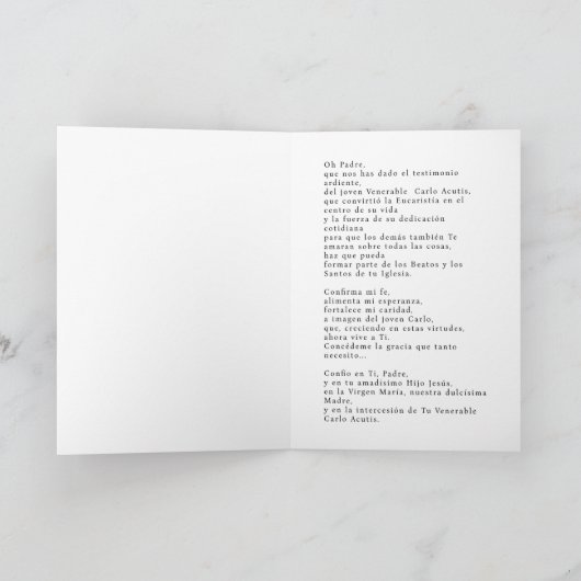 Santo Carlo Acutis Karte (Innenseite)