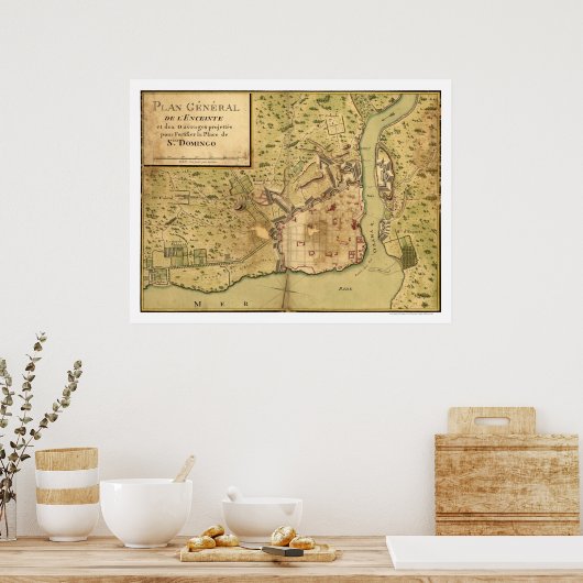 Santo Domingo Dominikanische Karte 1805 Poster (Küche)