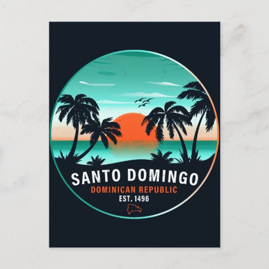Santo Domingo Dominikanische Republik Retro Sunset Postkarte (Vorderseite)