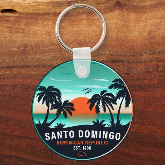 Santo Domingo Dominikanische Republik Retro Sunset Schlüsselanhänger (Vorderseite)