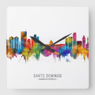 Santo Domingo Dominikanische Republik Skyline Quadratische Wanduhr