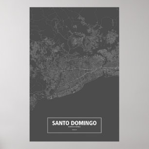 Santo Domingo, Dominikanische Republik (weiß auf Poster
