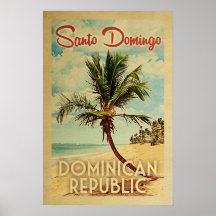 Santo Domingo Poster Palm Tree Vintage Reisen