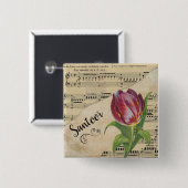 Santoor Elegante Vintage Noten Tulip Button (Vorne & Hinten)