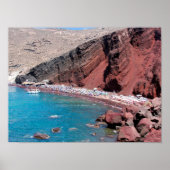 Santorias Red Rock Beach: Serene Beauty Poster (Vorne)
