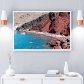 Santorias Red Rock Beach: Serene Beauty Poster