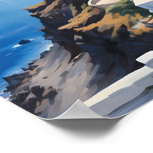 Santorin am Meeresplakat Poster (Ecke)