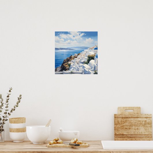 Santorin am Meeresplakat Poster (Küche)