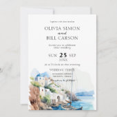 Santorin, Aquakultur, Griechenland Hochzeit in Url Einladung (Vorderseite)