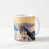 Santorin Atemberaubende Wasserfarben Kunst, Dichtu Kaffeetasse (VorderseiteRechts)