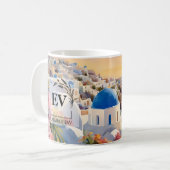 Santorin Atemberaubende Wasserfarben Kunst, Dichtu Kaffeetasse (Vorderseite Links)