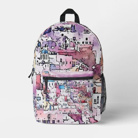 "Santorin". Bedruckter Rucksack (Vorderseite)