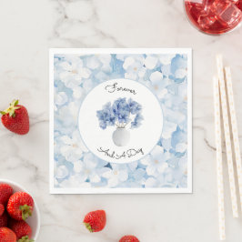 Santorin Blau Weiße Blumenehe Serviette