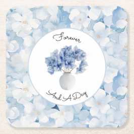 Santorin Blau Weiße Blumige Hochzeit Rechteckiger Pappuntersetzer