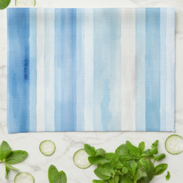 Santorin Blau Weiße Streifen Geschirrtuch
